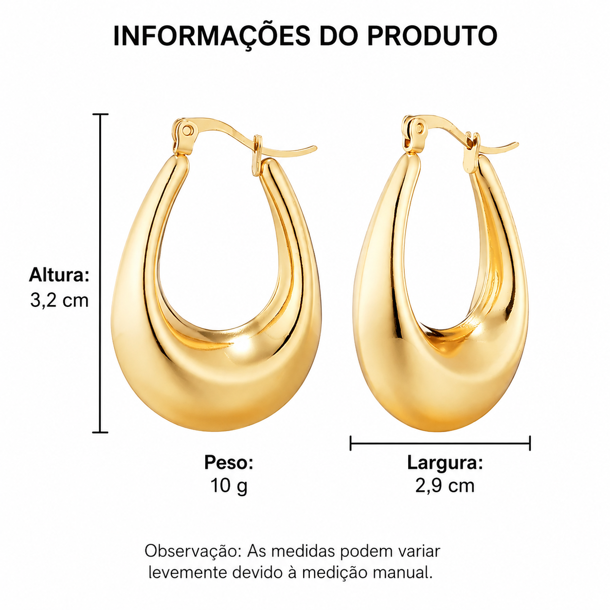Brincos argola em U