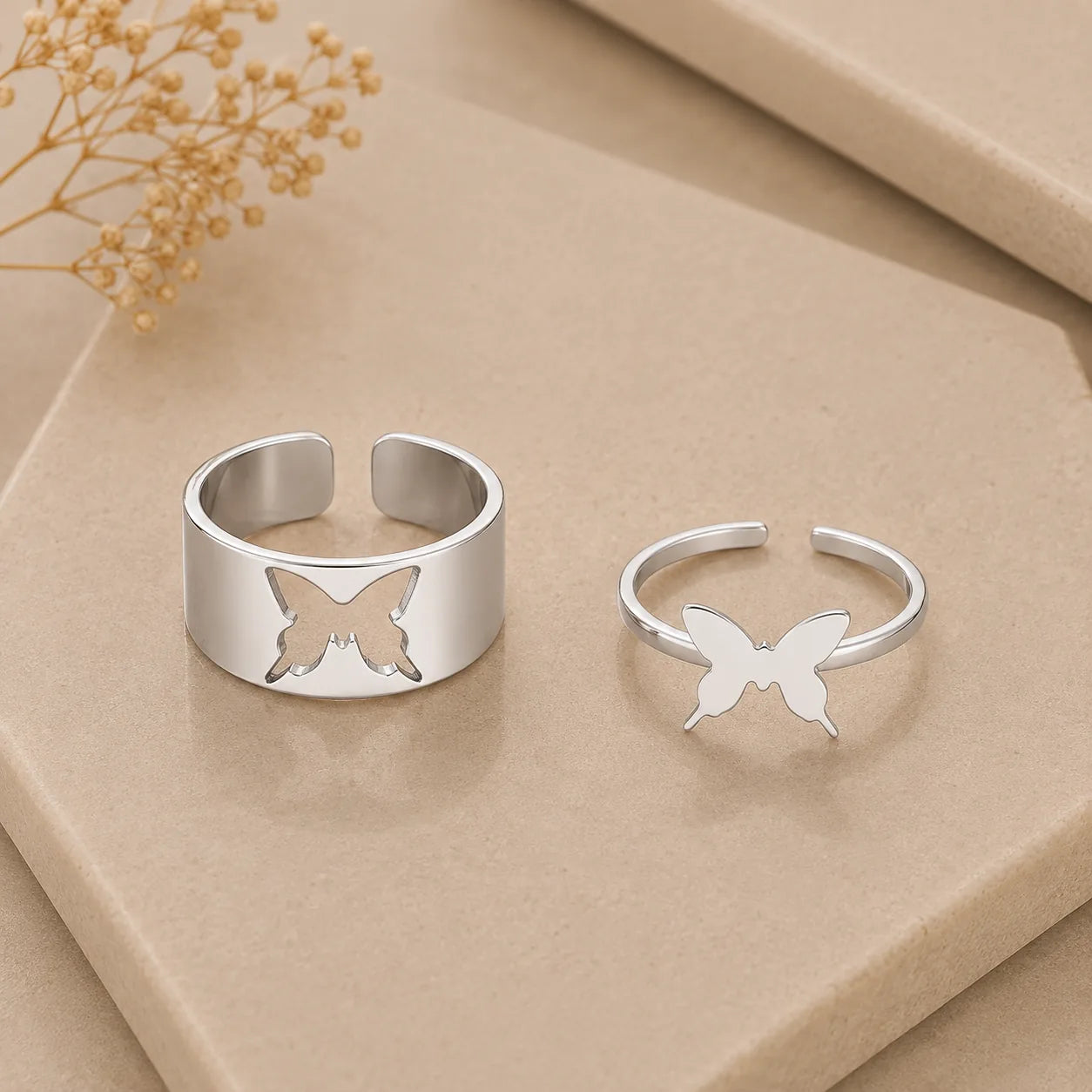 Conjunto de Anéis Borboleta Constanza