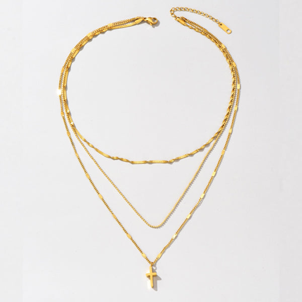 Colar em trio com Pingente Cruz