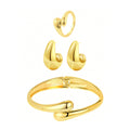 Conjunto Gota em aço inoxidável - Brincos, anel e bracelete