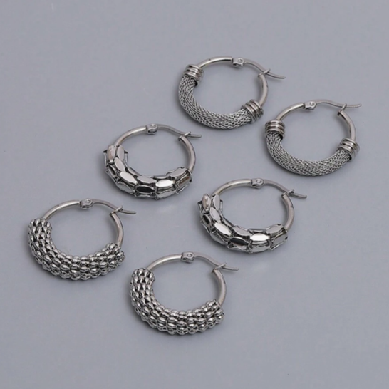 Conjunto com 3 Pares de Brincos de argola estilo Indiano