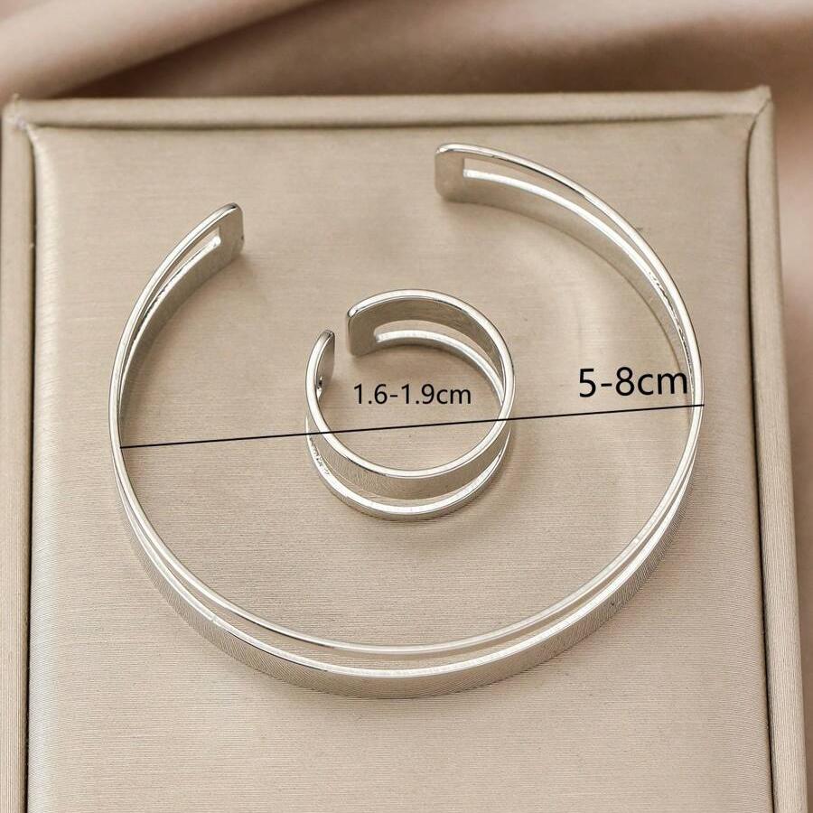 Bracelete e Anel Paralelas Minimalista
