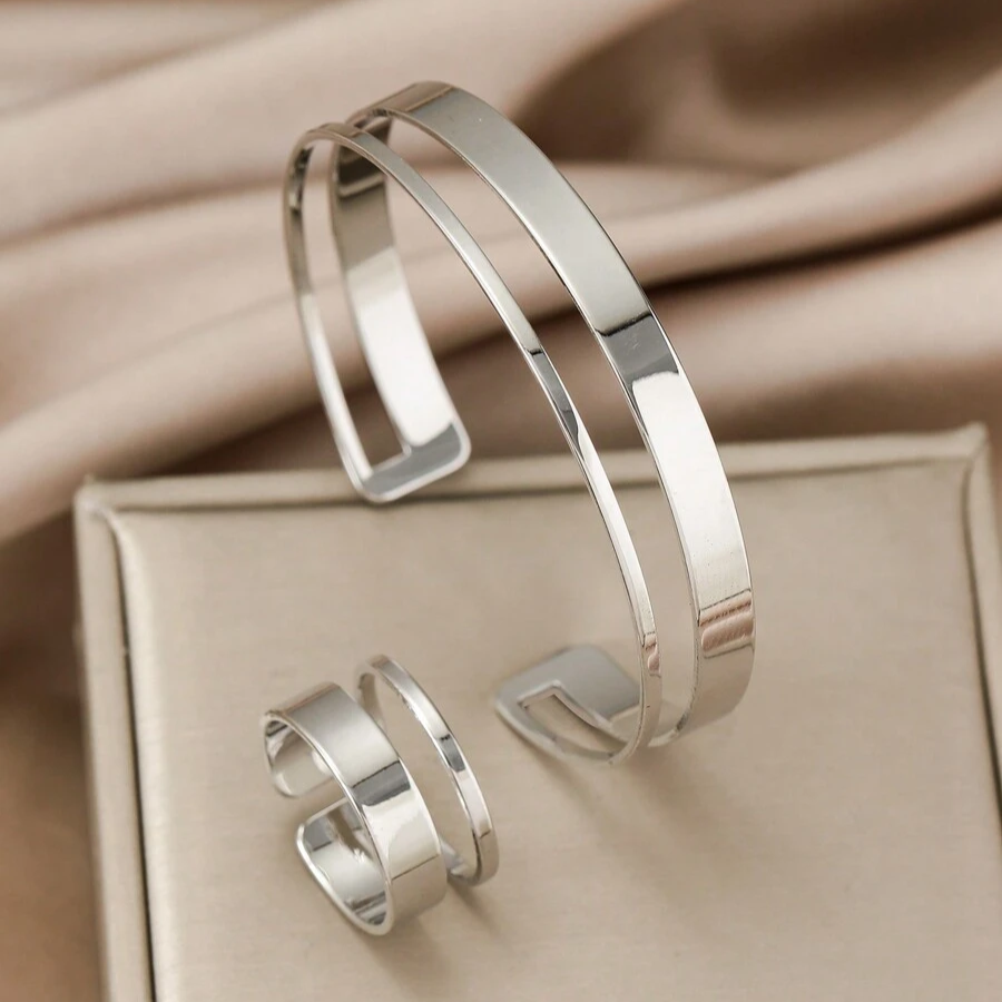 Bracelete e Anel Paralelas Minimalista