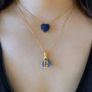 colar com pingente, colar banhado a ouro, corrente de aço inoxidável, colar aço inoxidável, colares em aço inoxidável, colar de nossa senhora aparecida, colar nossa senhora aparecida de aço inoxidável