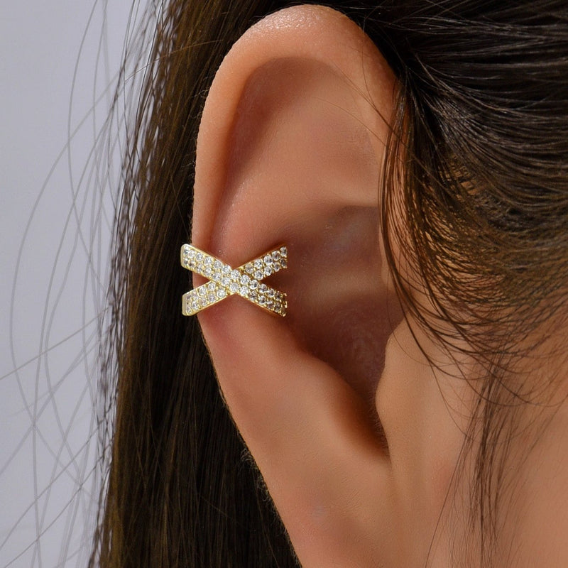 Brinco/Piercing Fake X com Zircônias