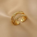 Anel duplo X com zircônias