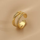 Anel duplo X com zircônias