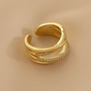 Anel duplo X com zircônias