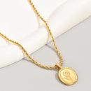 Colar de Girassol - aço inoxidável - banhado a ouro