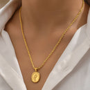 Colar de Girassol - aço inoxidável - banhado a ouro