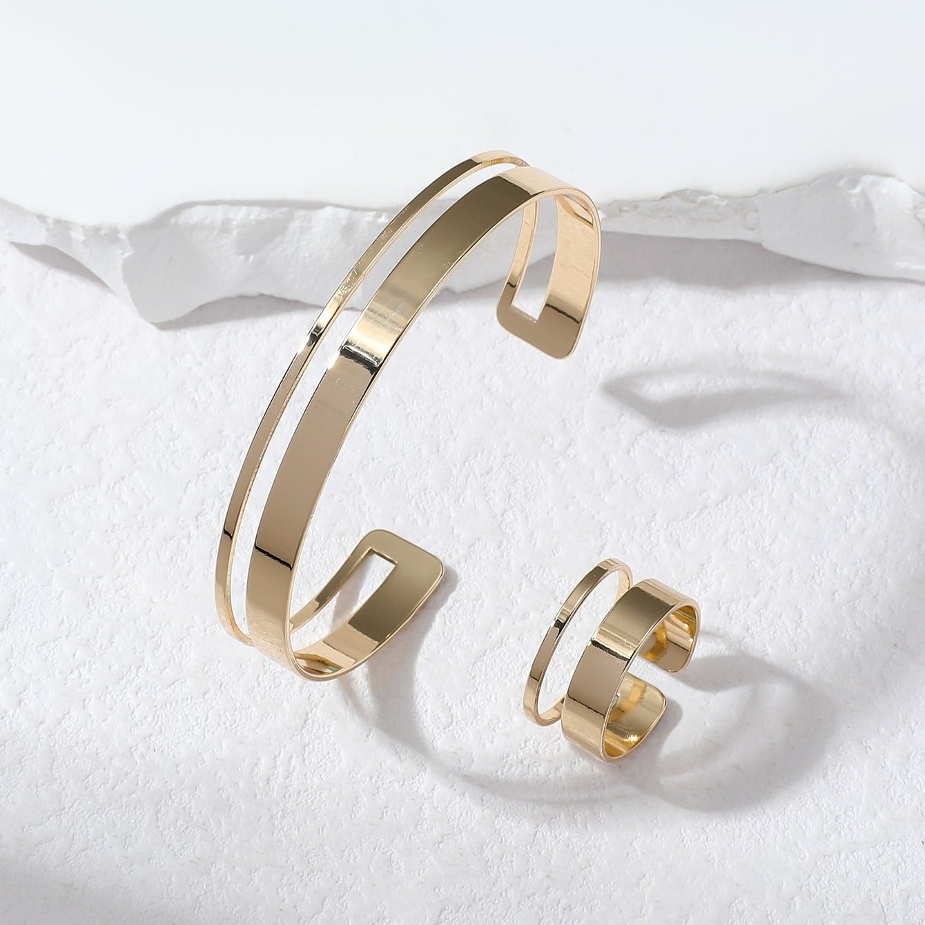 Bracelete e Anel Paralelas Minimalista