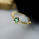 Anel Zircônia Verde Central - Incrustada - Ajustável