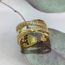 Anel duplo X com zircônias