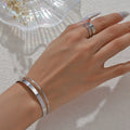 Conjunto de semijoias - Pulseira e Anel Geométrico paralelas Minimalista