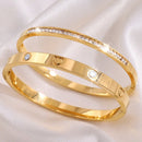 Conjunto de 2 Peças de Braceletes com pontos de luz e zircônia