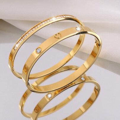 Conjunto de 2 Peças de Braceletes com pontos de luz e zircônia