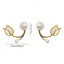 Brincos Tulipa com pérolas sintéticas