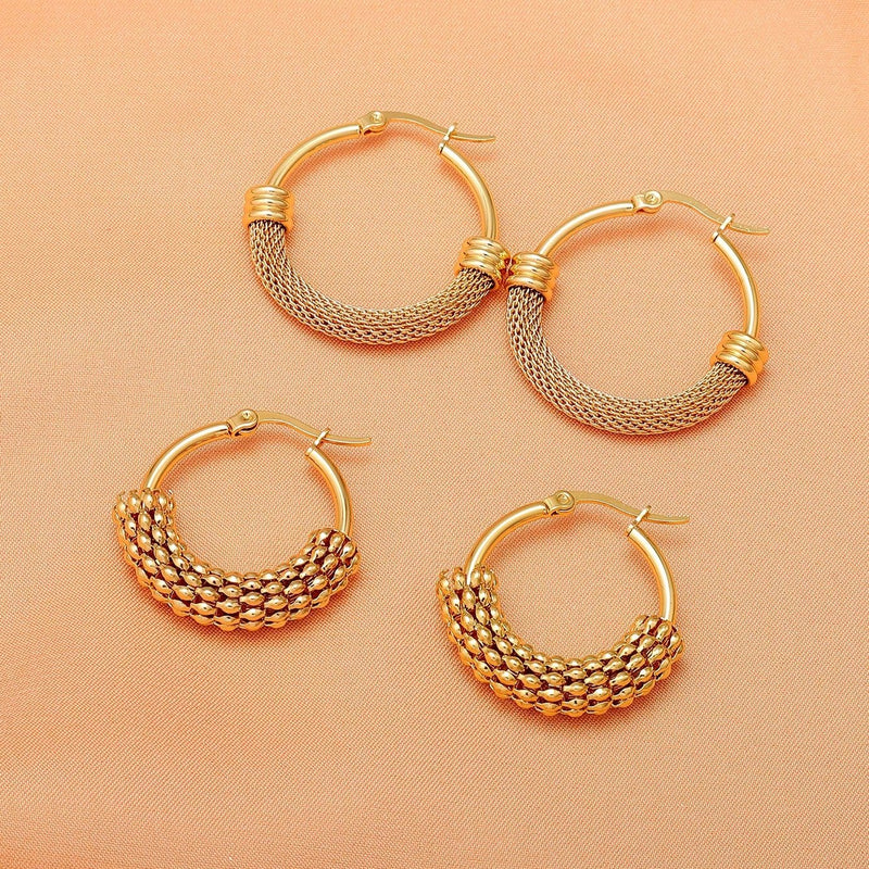 Conjunto com 3 Pares de Brincos de argola estilo Indiano