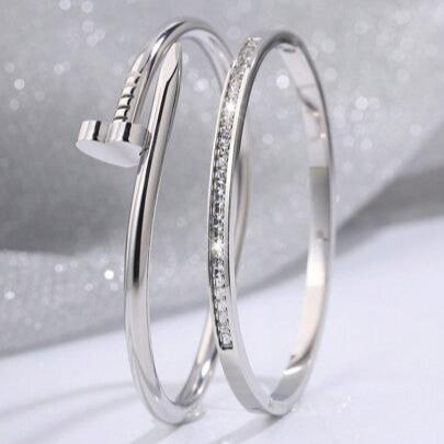 Braceletes - Conjunto de 2 peças - Prego e Zircônia