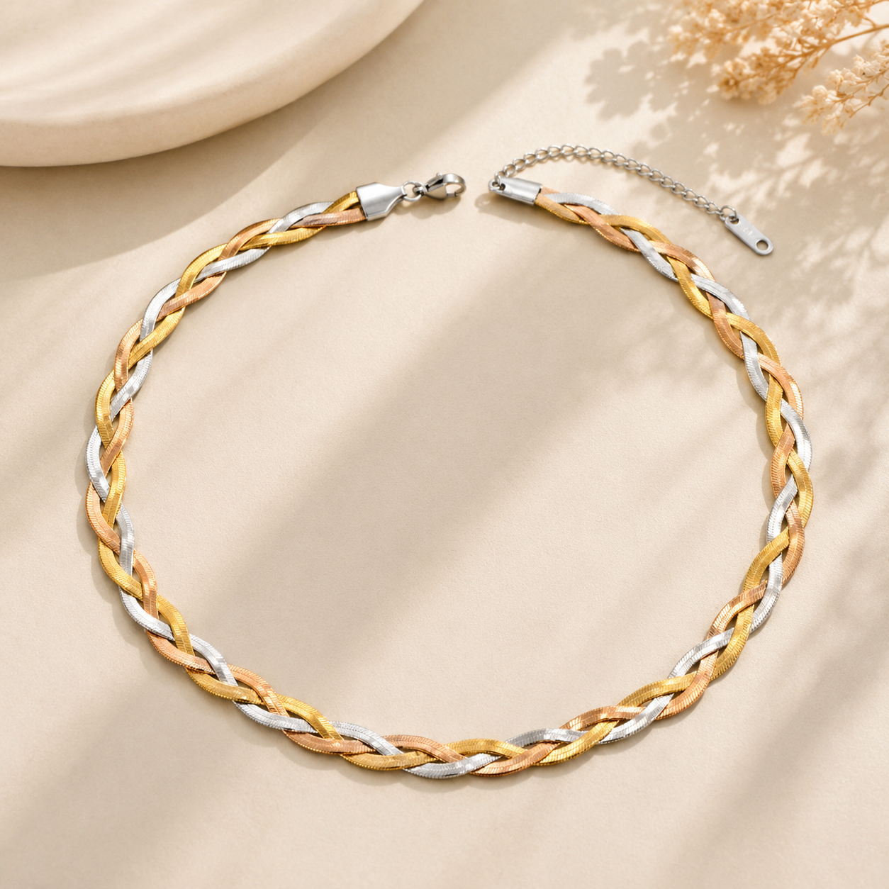 Chocker Tricolor trançado laminado