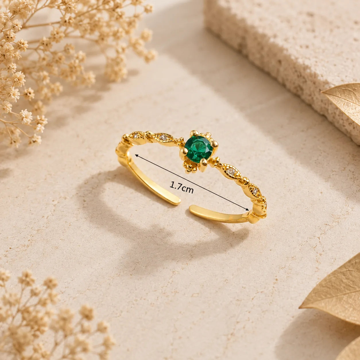 Anel Esmeralda Constanza – Ajustável com Zircônia Verde