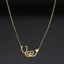 colar com pingente, colar banhado a ouro, corrente de aço inoxidável, colar aço inoxidável, colares em aço inoxidável, colar Estetoscópio de aço inoxidável