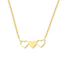 colar com pingente, colar banhado a ouro, corrente de aço inoxidável, colar aço inoxidável, colares em aço inoxidável, colar três corações de aço inoxidável