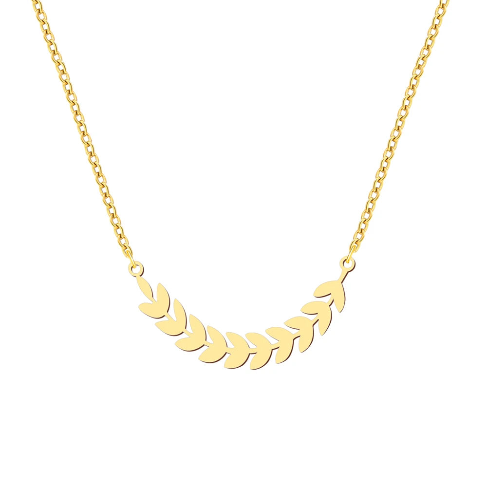 colar com pingente, colar banhado a ouro, corrente de aço inoxidável, colar aço inoxidável, colares em aço inoxidável, colar folhas de aço inoxidável