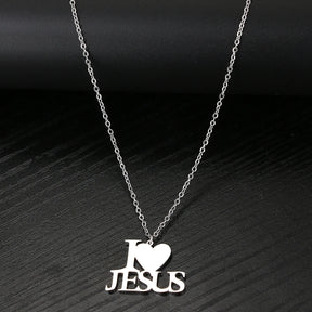 colar com pingente, colar banhado a ouro, corrente de aço inoxidável, colar aço inoxidável, colares em aço inoxidável, colar Eu Amo Jesus de aço inoxidável