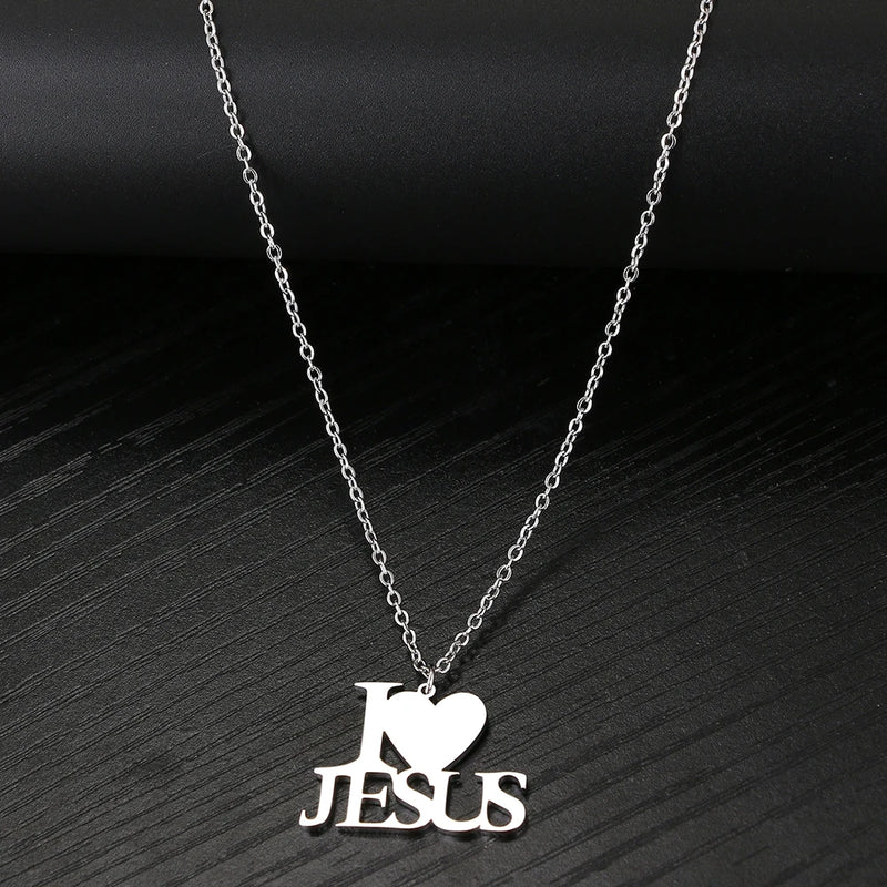 colar com pingente, colar banhado a ouro, corrente de aço inoxidável, colar aço inoxidável, colares em aço inoxidável, colar Eu Amo Jesus de aço inoxidável