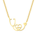 colar com pingente, colar banhado a ouro, corrente de aço inoxidável, colar aço inoxidável, colares em aço inoxidável, colar Estetoscópio de aço inoxidável