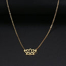 colar com pingente, colar banhado a ouro, corrente de aço inoxidável, colar aço inoxidável, colares em aço inoxidável, colar flor de lotus de aço inoxidável