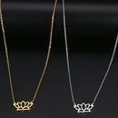 colar com pingente, colar banhado a ouro, corrente de aço inoxidável, colar aço inoxidável, colares em aço inoxidável, colar flor de lotus de aço inoxidável