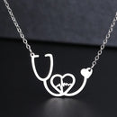 colar com pingente, colar banhado a ouro, corrente de aço inoxidável, colar aço inoxidável, colares em aço inoxidável, colar Estetoscópio de aço inoxidável