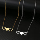 colar com pingente, colar banhado a ouro, corrente de aço inoxidável, colar aço inoxidável, colares em aço inoxidável, colar três corações de aço inoxidável