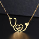 colar com pingente, colar banhado a ouro, corrente de aço inoxidável, colar aço inoxidável, colares em aço inoxidável, colar Estetoscópio de aço inoxidável