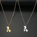 colar com pingente, colar banhado a ouro, corrente de aço inoxidável, colar aço inoxidável, colares em aço inoxidável, colar cão e gato de aço inoxidável