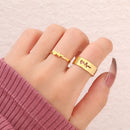 Anéis Batimento cardíaco - Ajustáveis - Aço inoxidável - Banhado a ouro