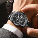 Relógio masculino clássico de quartzo aço inoxidável