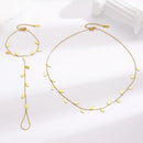 Conjunto de colar e pulseira em aço inoxidável com estampa de folhas, luxuoso e requintado, banhado a ouro, à prova d'água.