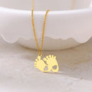 colar com pingente, colar banhado a ouro, corrente de aço inoxidável, colar aço inoxidável, colares em aço inoxidável, colar pegadas de aço inoxidável