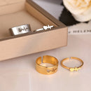 Anéis Batimento cardíaco - Ajustáveis - Aço inoxidável - Banhado a ouro