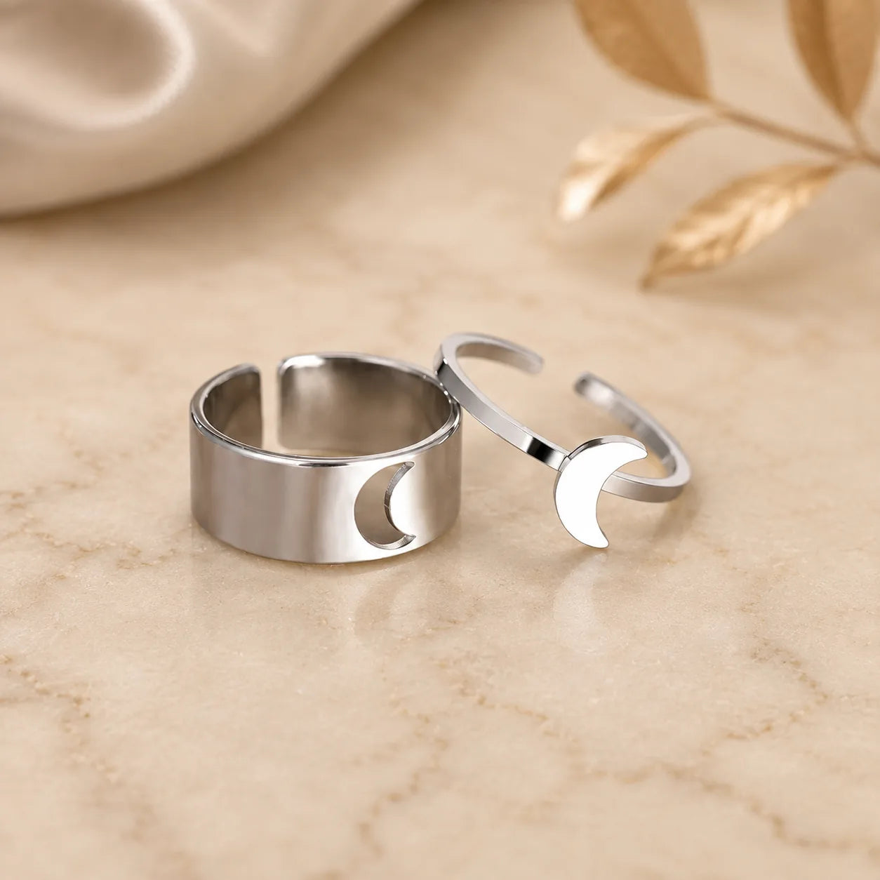 Conjunto de Anéis Meia Lua Constanza