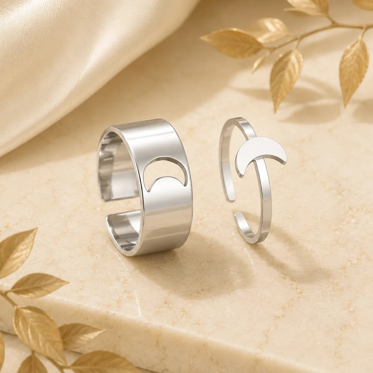 Conjunto de Anéis Meia Lua Constanza