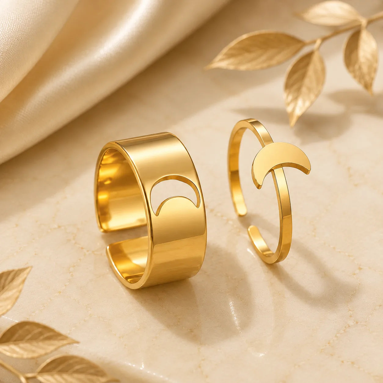 Conjunto de Anéis Meia Lua Constanza