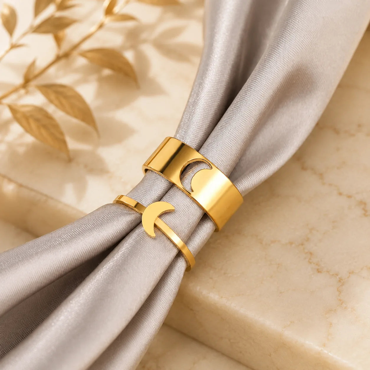 Conjunto de Anéis Meia Lua Constanza