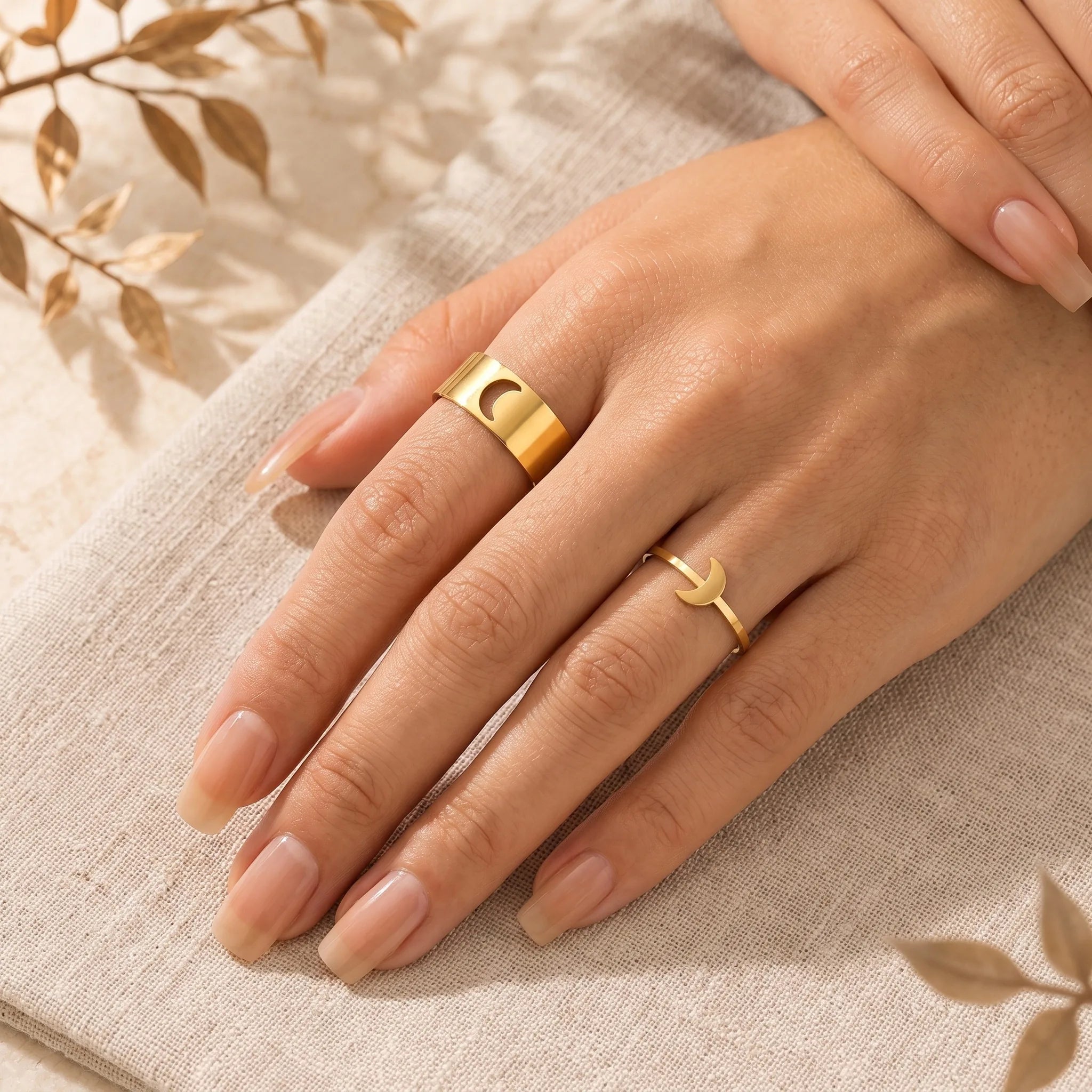 Conjunto de Anéis Meia Lua Constanza