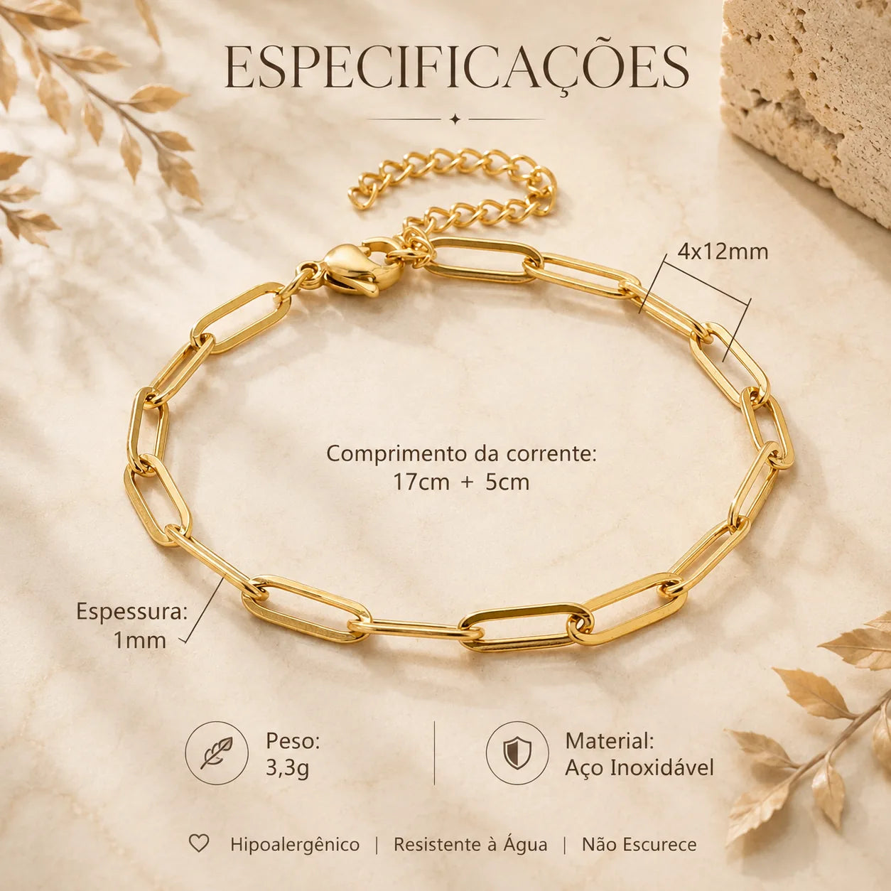 Pulseira Elos Alongados Constanza