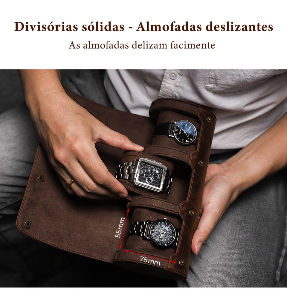 Estojo em couro natural para relógios